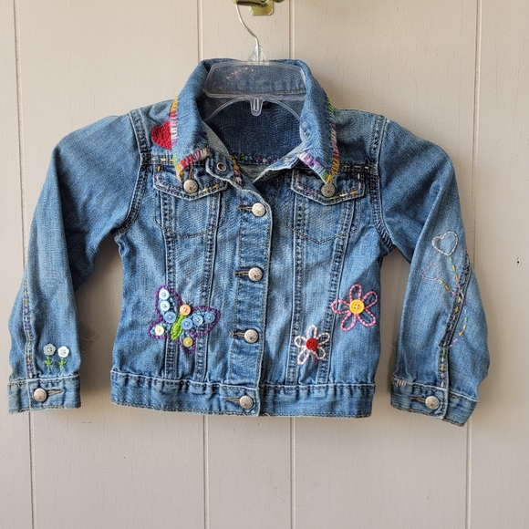 Baby Gap Embroidered Jean Jacket Snap 